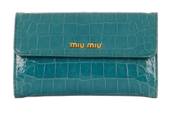 Miu Miu Kiss Lock Wallet, Croc Embossed, Blue,MII,  B, 2*